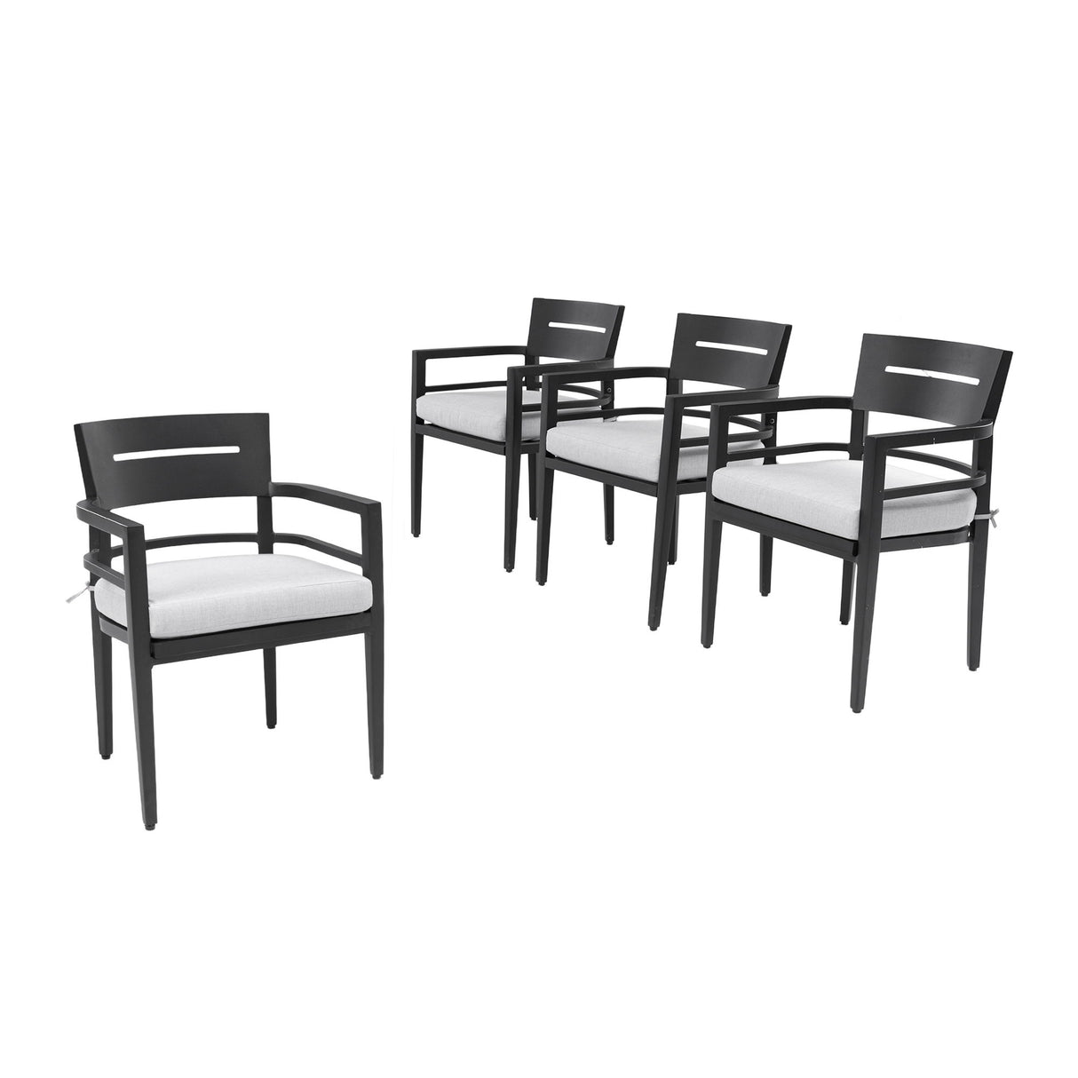 Outdoor Patio Dining Chairs With Outdoor Grade Sunbrella Fabric Cushions, Tapered Feet (Set of 4) - Ember Black