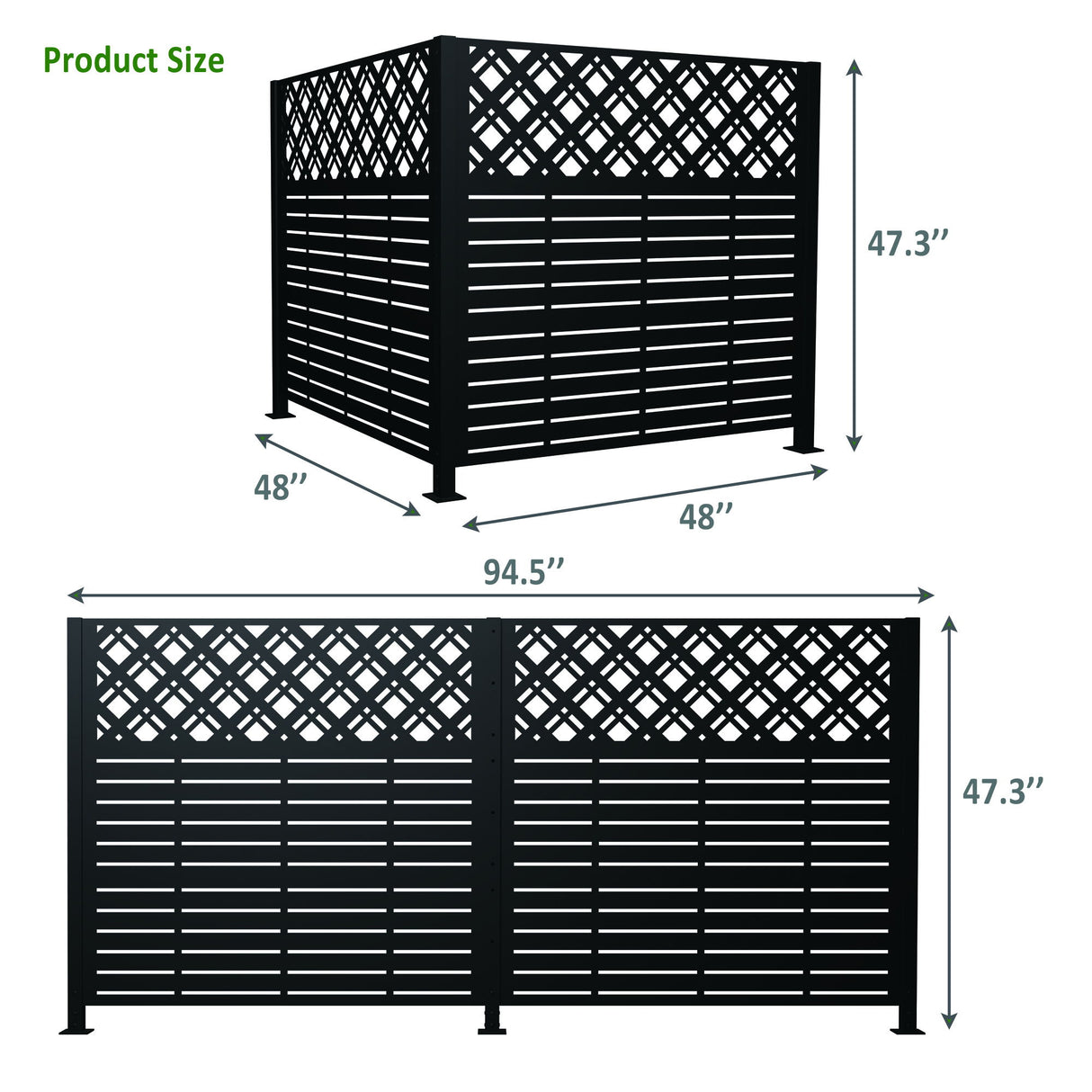 2 Panels Privacy Screen Outdoor Privacy Panels, Trash Can Enclosure, Air Conditioner Fence - Black