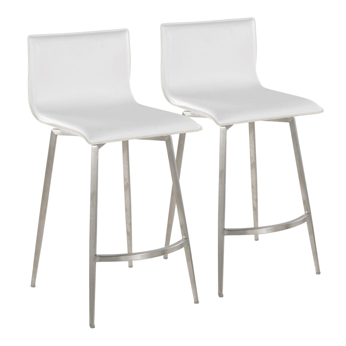 Mara - 26" Upholstered Fixed-Height Counter Stool With Swivel (Set of 2) - Stainless Steel