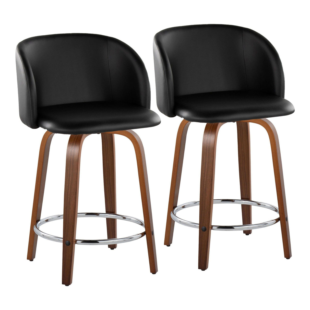 Fran - 34" Fixed-Height Counter Stool (Set of 2) - Walnut Wood