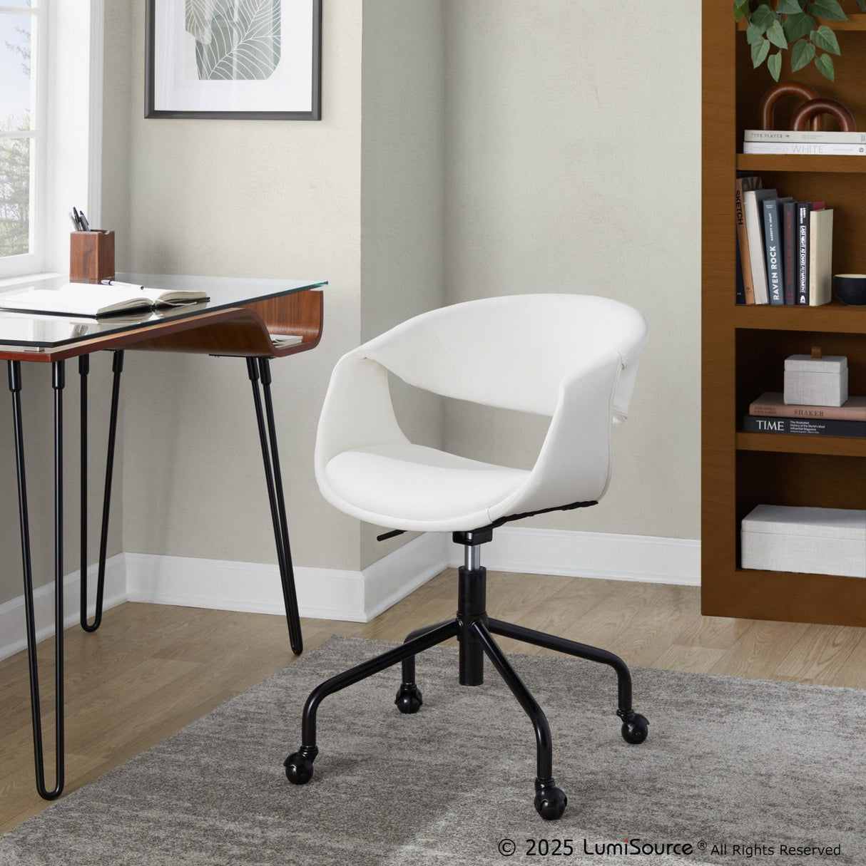 Curvo - Upholstered 4-Star Task Chair - Black Metal Base