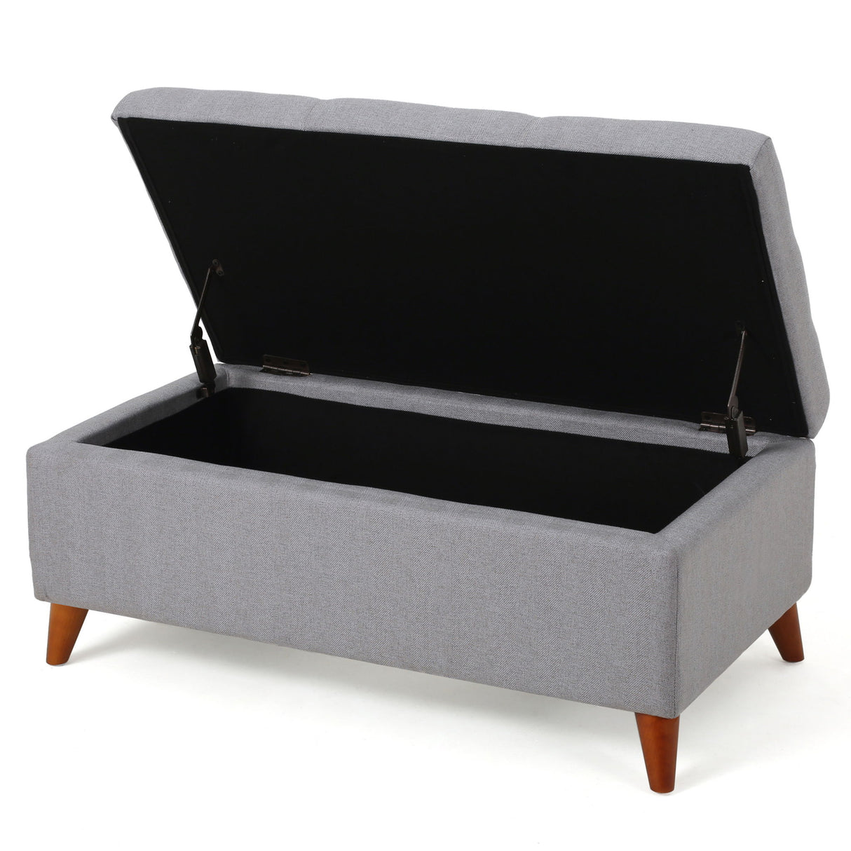 Kinetics - Upholstered Storage Ottoman With Lift-Top And Button Tufted Seat - Light Gray