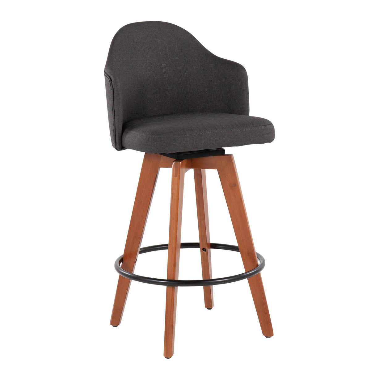 Ahoy - Contemporary Fixed-Height Counter Stool With Walnut Bamboo Frame (Set of 2)