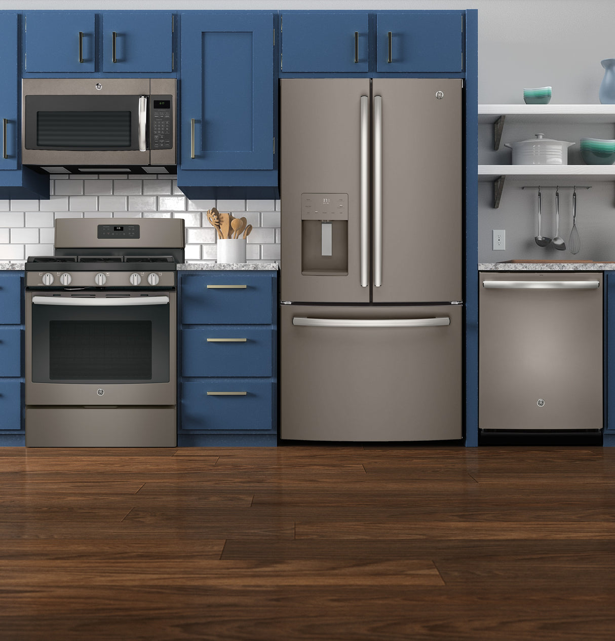 GE GFE26JMMES - 36 in. 25.6 cu. ft. French Door Refrigerator with Ice & Water Dispenser - Fingerprint Resistant Slate