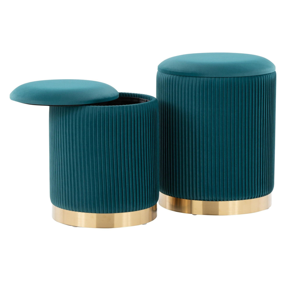 Marla - Nesting Pleated Ottoman Set