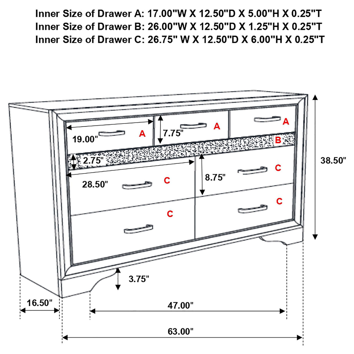 Annie - 9 Drawer Dresser
