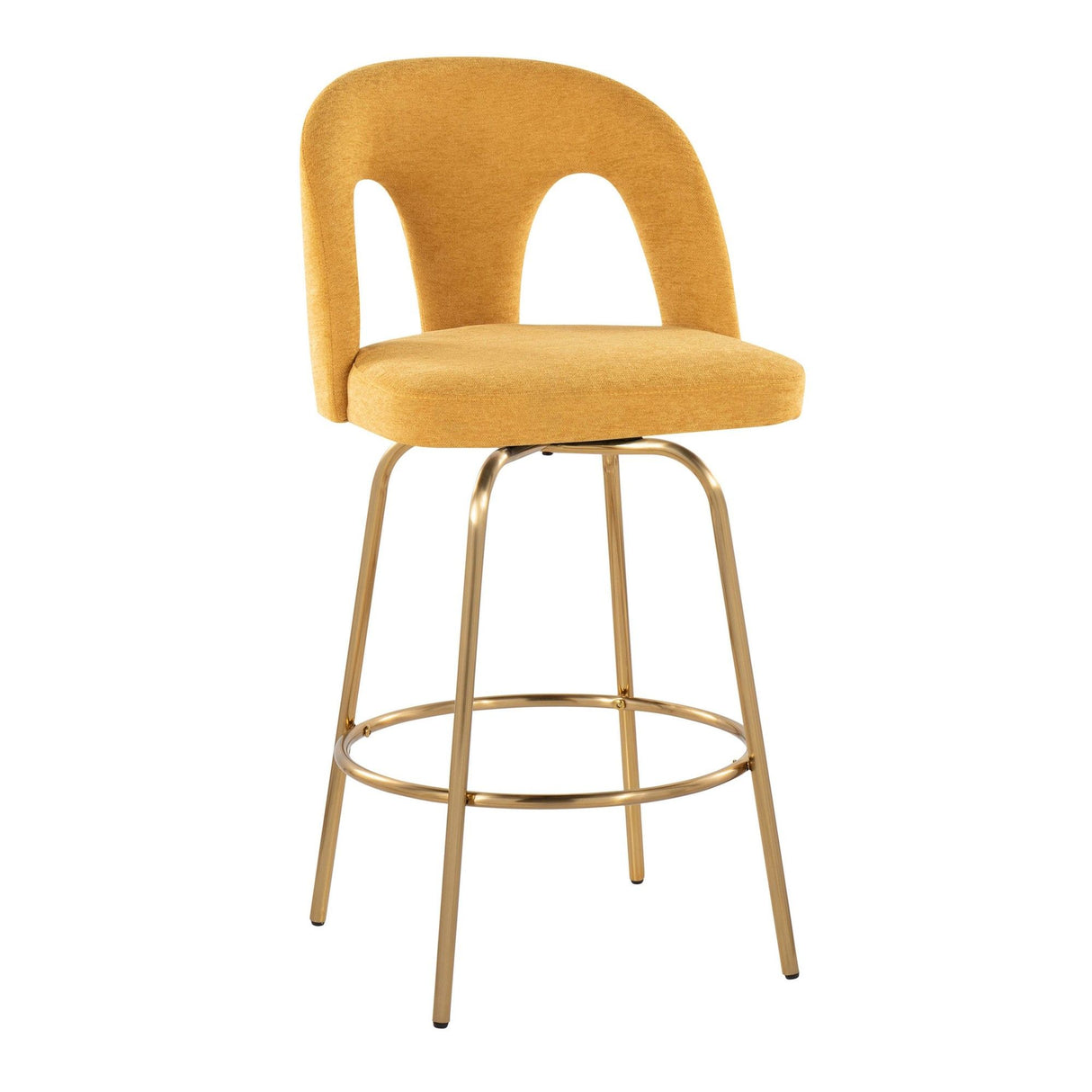 Ava - Upholstered Fixed-Height Barstool (Set of 2) - Gold Base