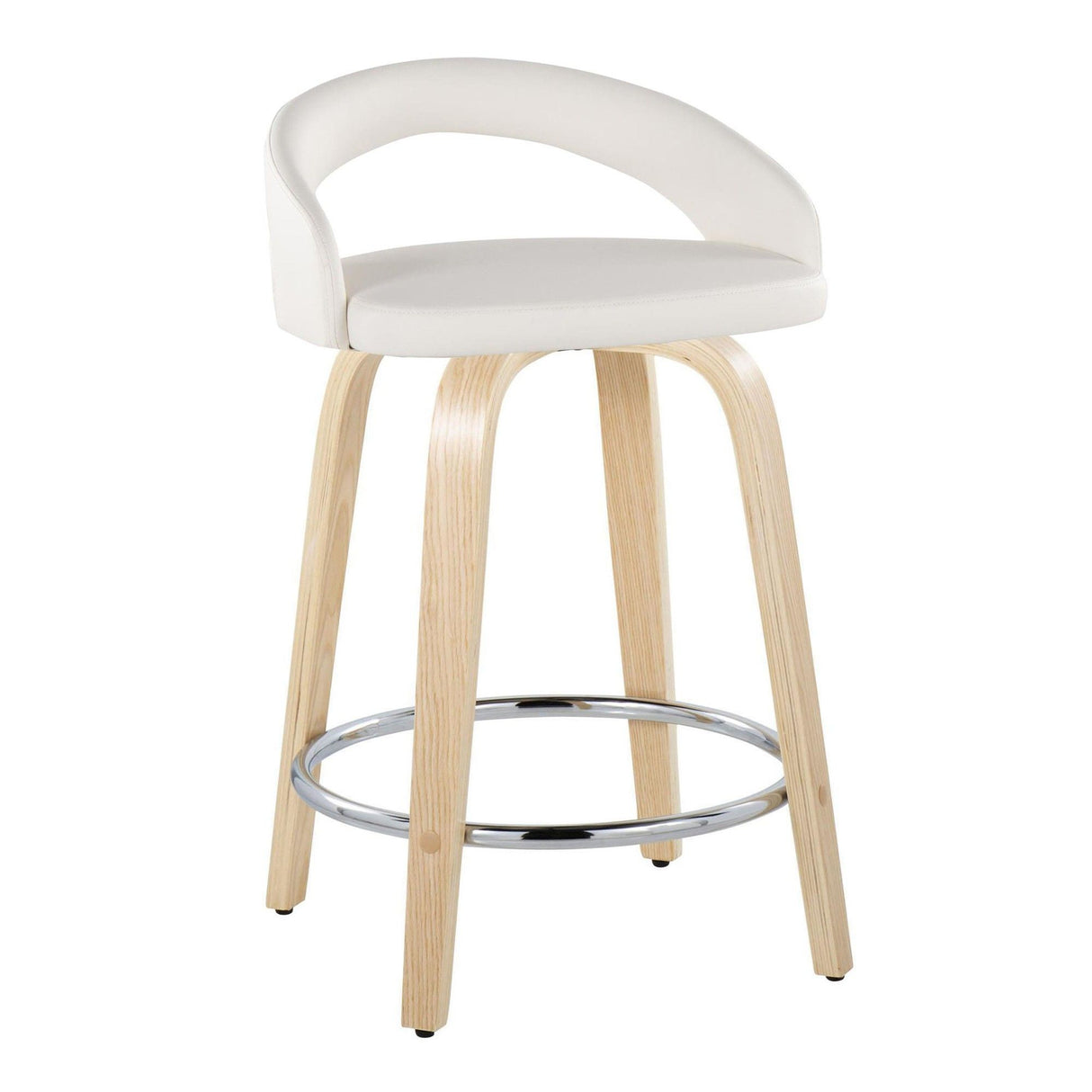 Grotto - Upholstered Fixed-Height Counter Stool With Natural Wood Base (Set of 2)