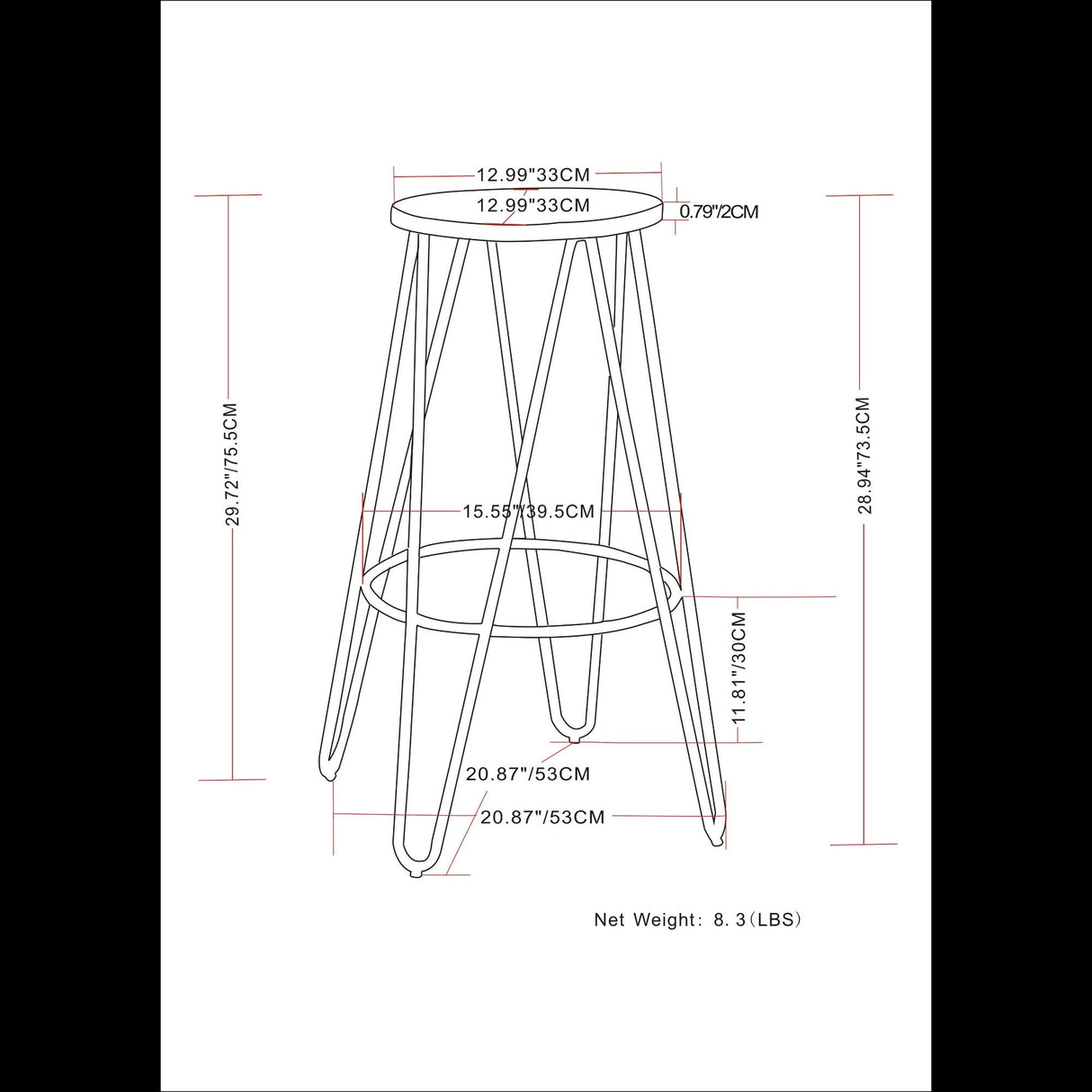 Simeon - Multifunctional Metal Stool With Wood Seat