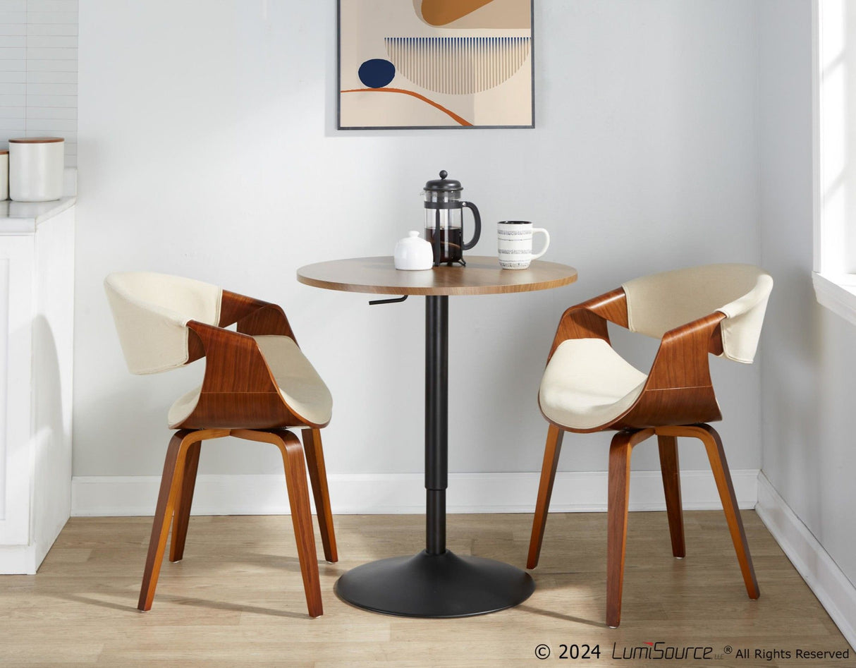 Elia - Adjustable Bar Table - Black Metal And Walnut Wood Top