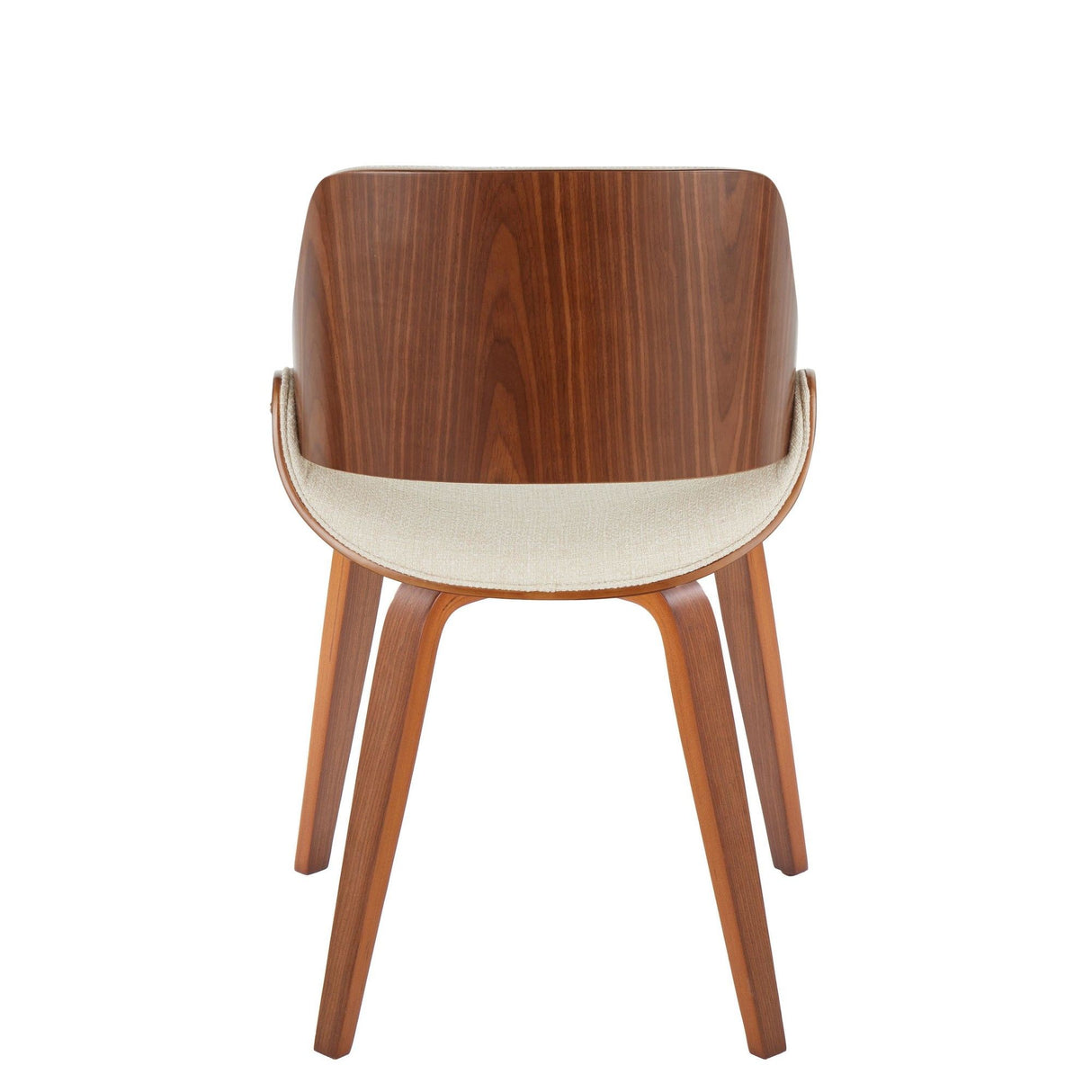 Fabrizzi - Mid-Century Modern Dining / Accent Chair - Walnut / Cream Fabric