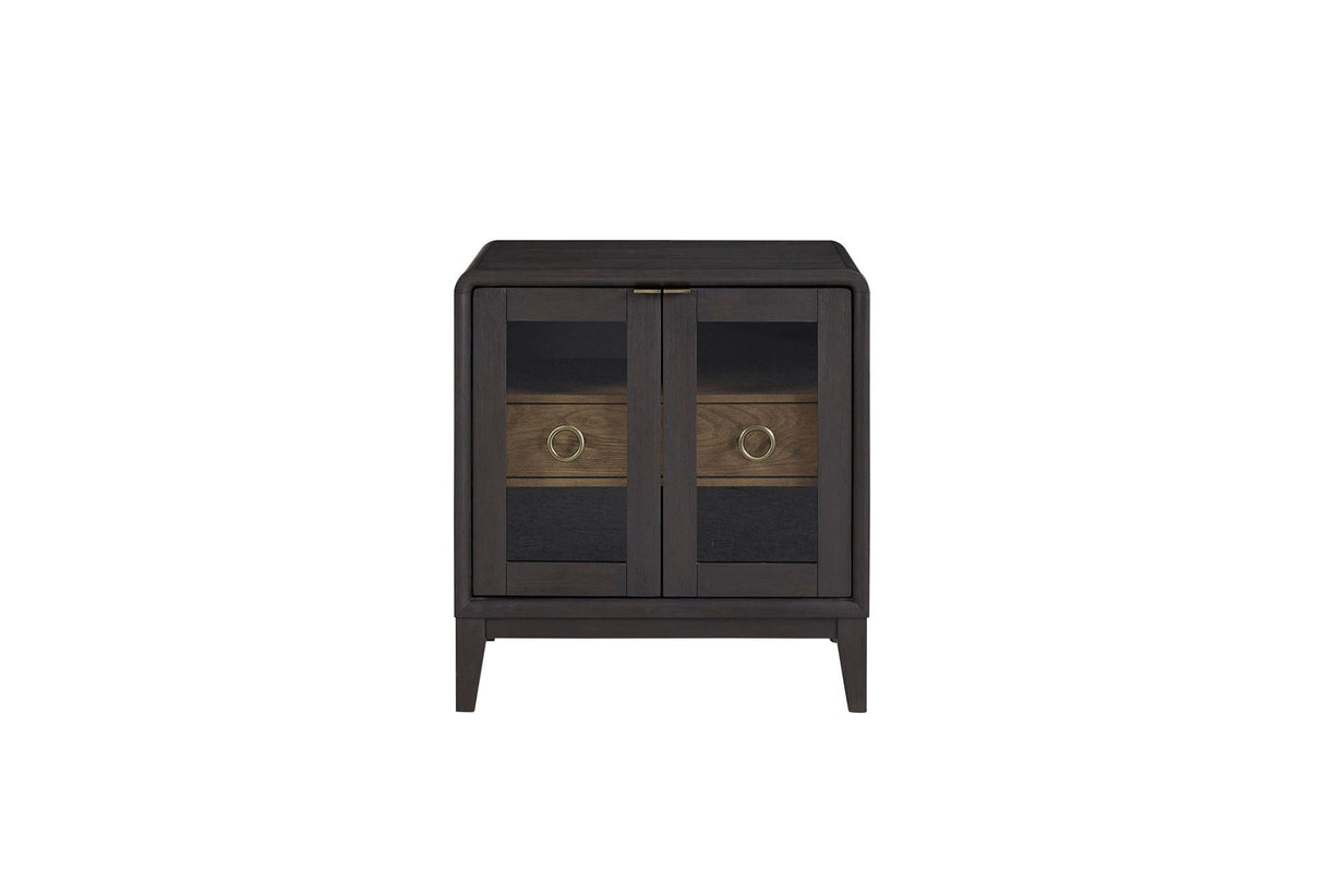 Glass Door Nightstand - Black