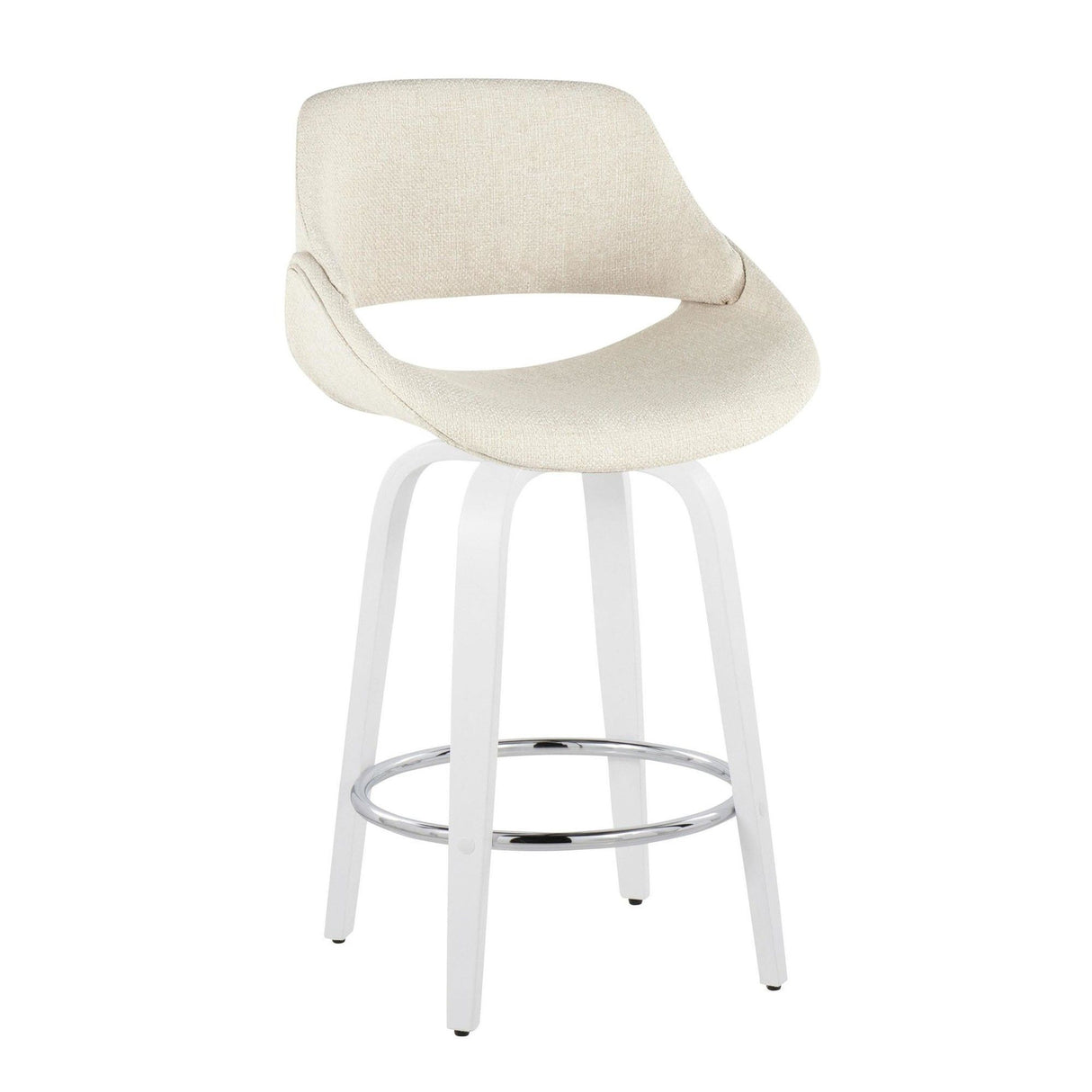 Cinch - Contemporary Fixed-Height Swivel Counter Stool (Set of 2) - White Wood And Chrome