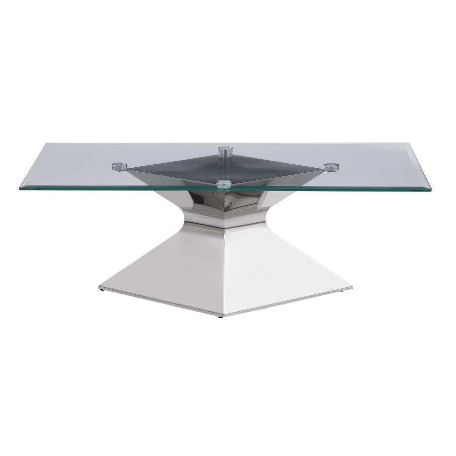Jenny - Glass Top Stainless Steel Table