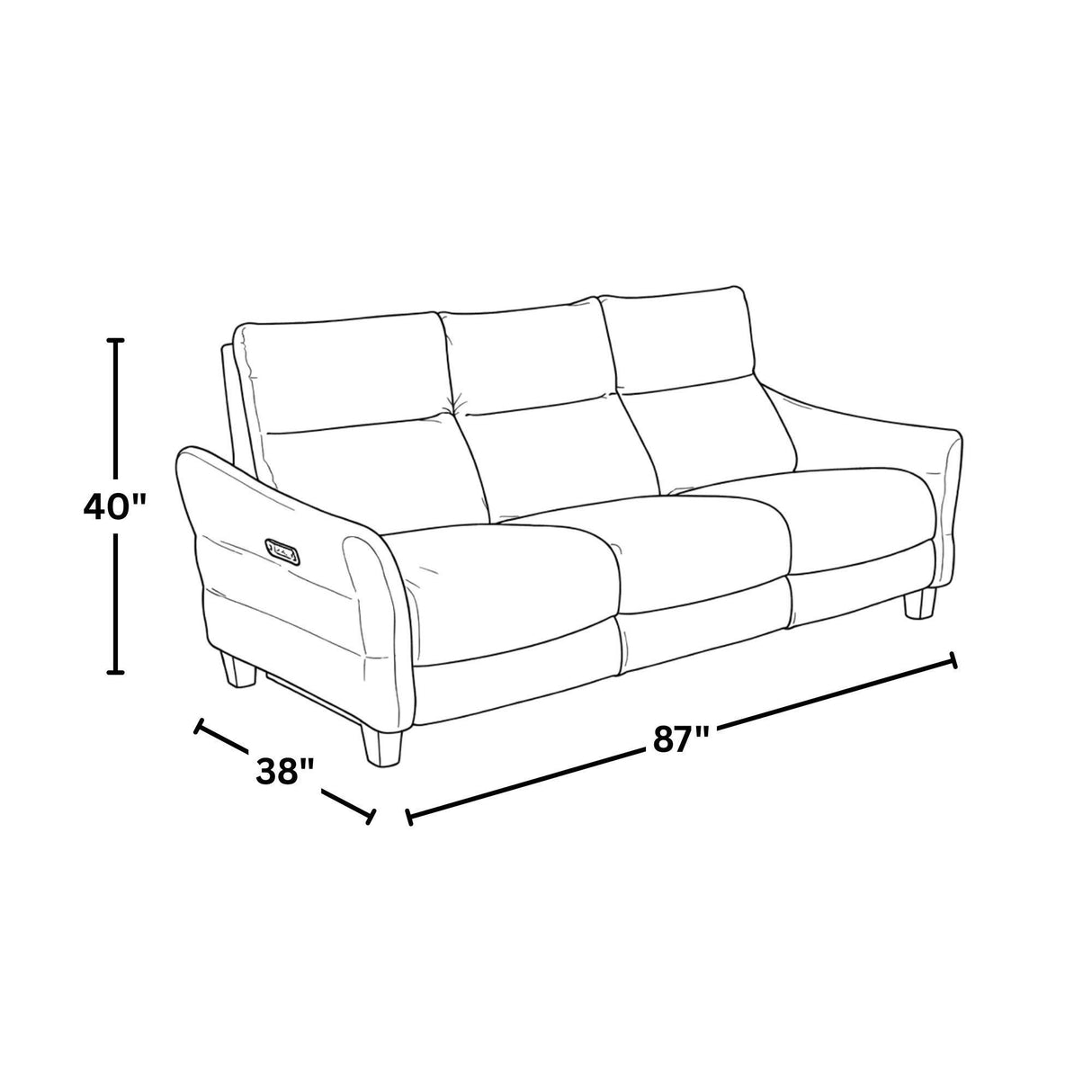 Slope - Upholstered Power Sofa - Espresso Wood, Pewter Fabric