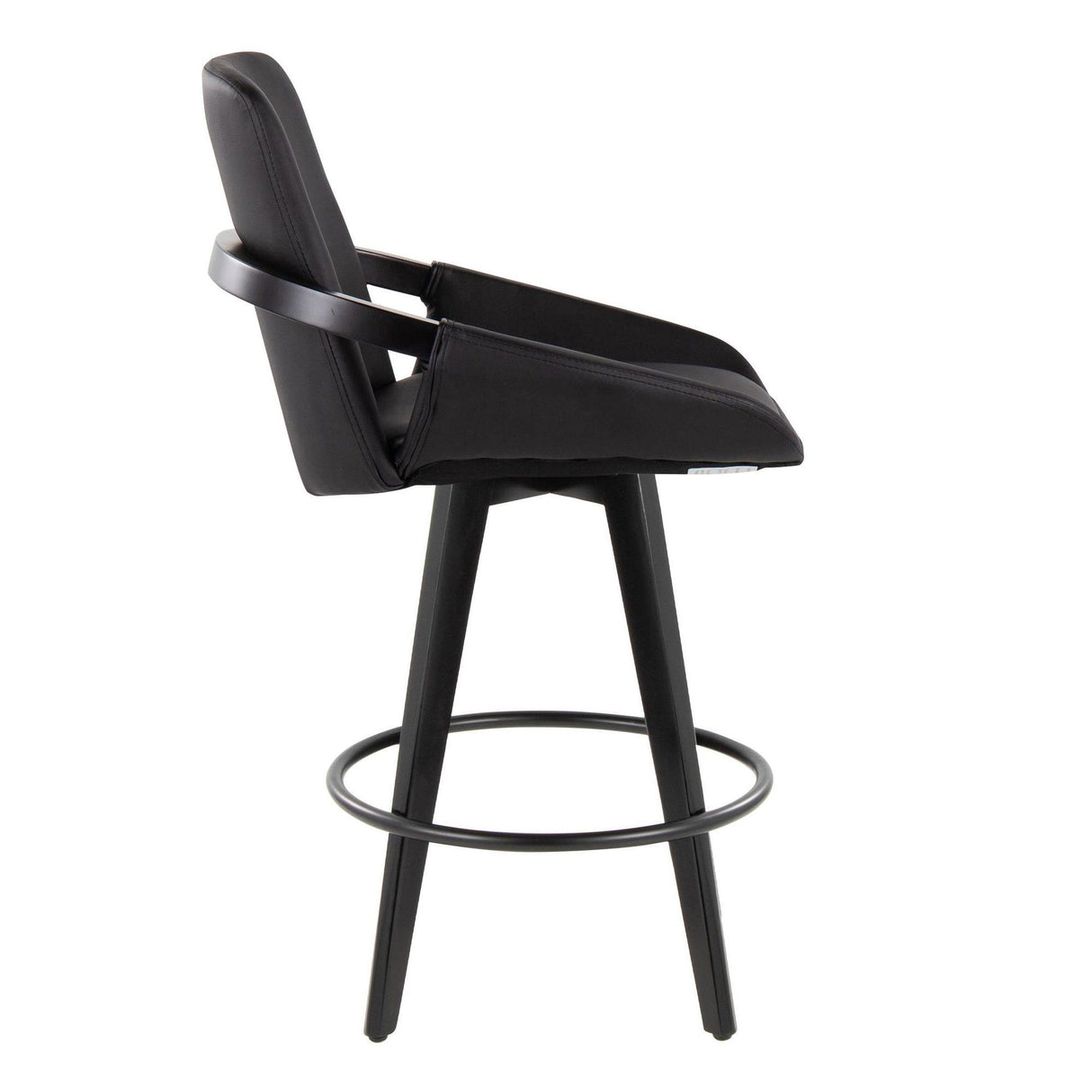 Cosmo - Fixed-Height Counter Stool (Set of 2) - Black Bamboo Base, Black Footrest