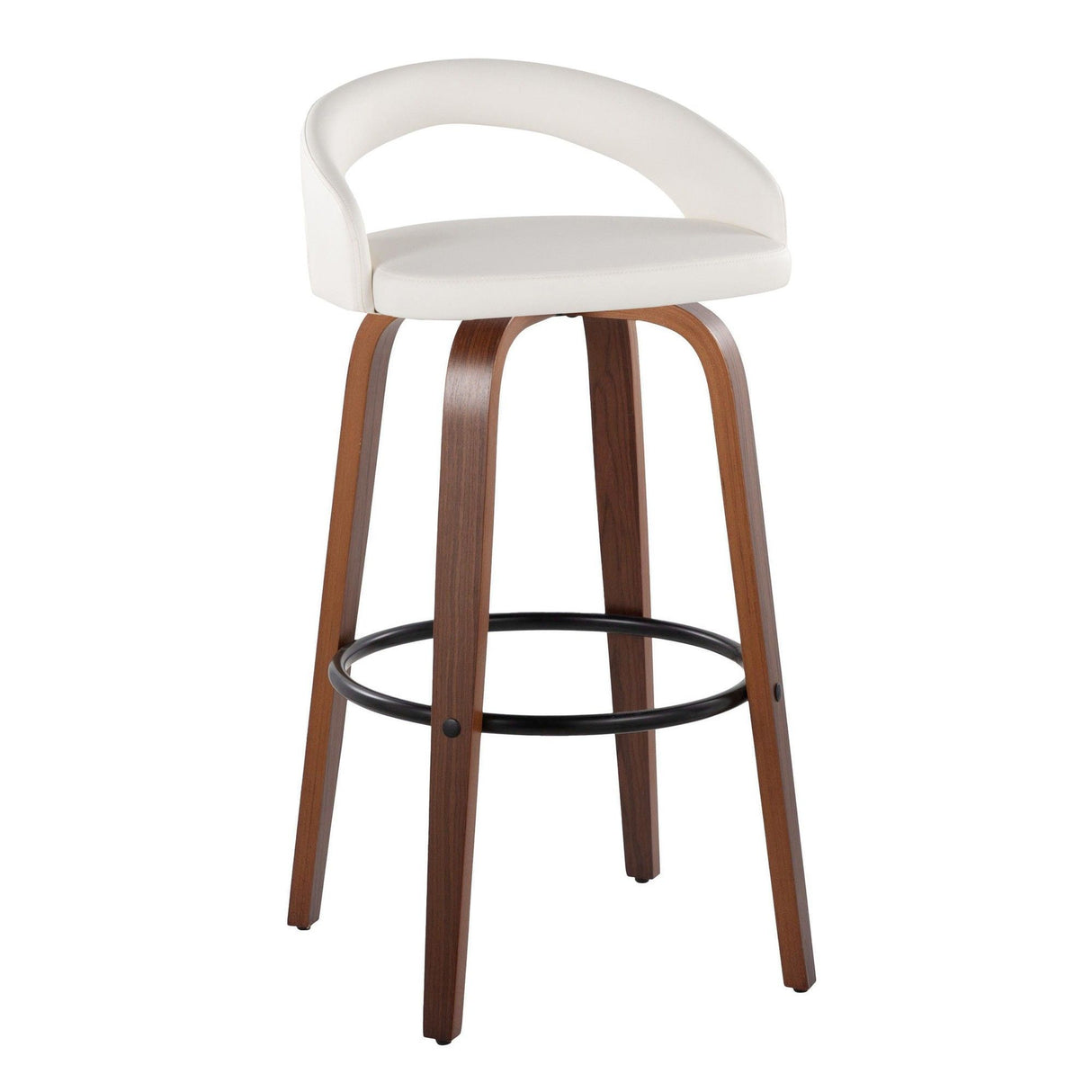 Grotto - Upholstered Fixed-Height Barstool (Set of 2) - Walnut Wood
