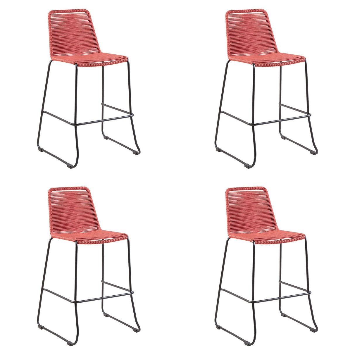 Shasta - 30" Outdoor Metal And Rope Stackable Barstool