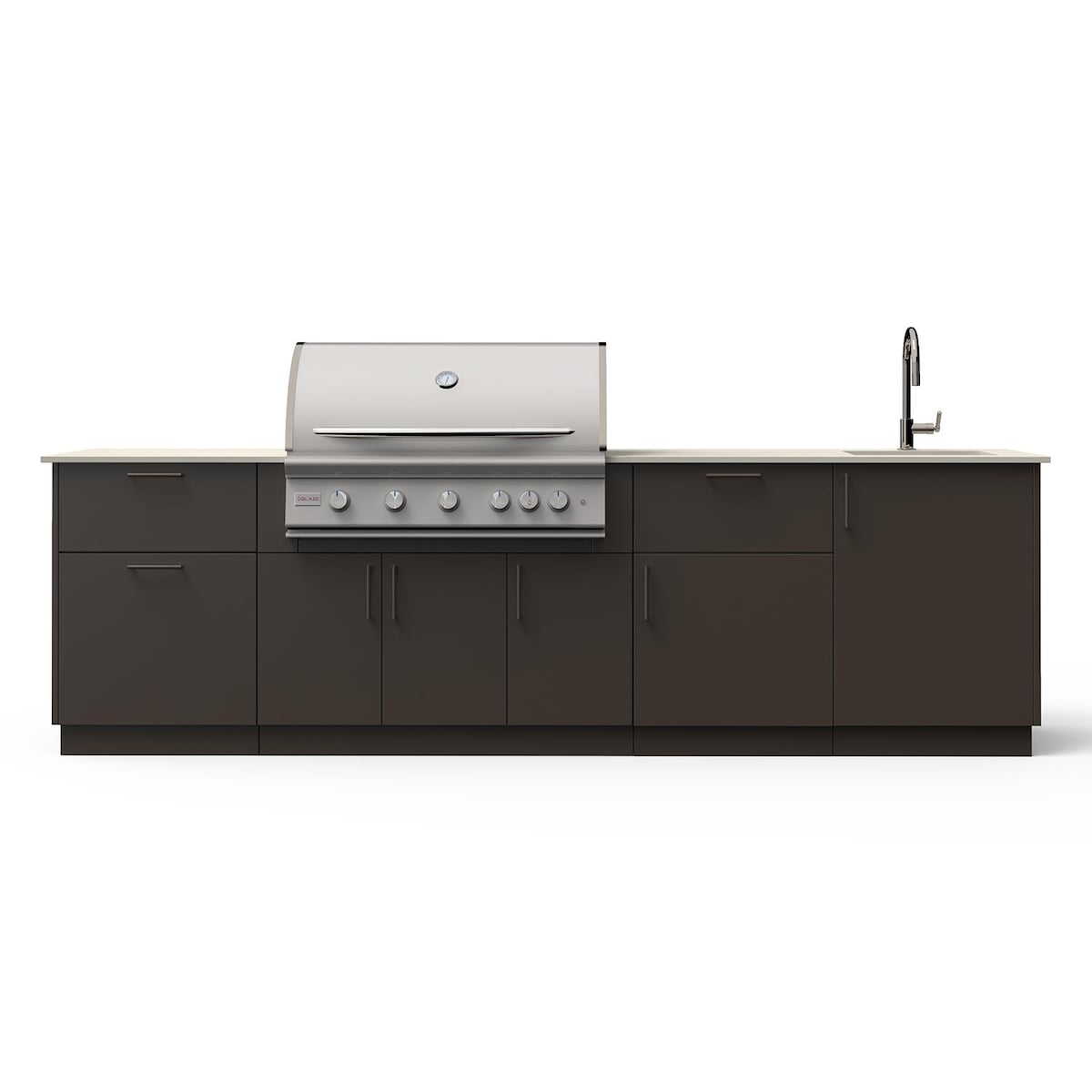 Blaze Sunset 10-Ft Outdoor Kitchen Island w/ 40-Inch LTE+ Propane Grill, Sink in Architectural Bronze w/ Aeris Countertop