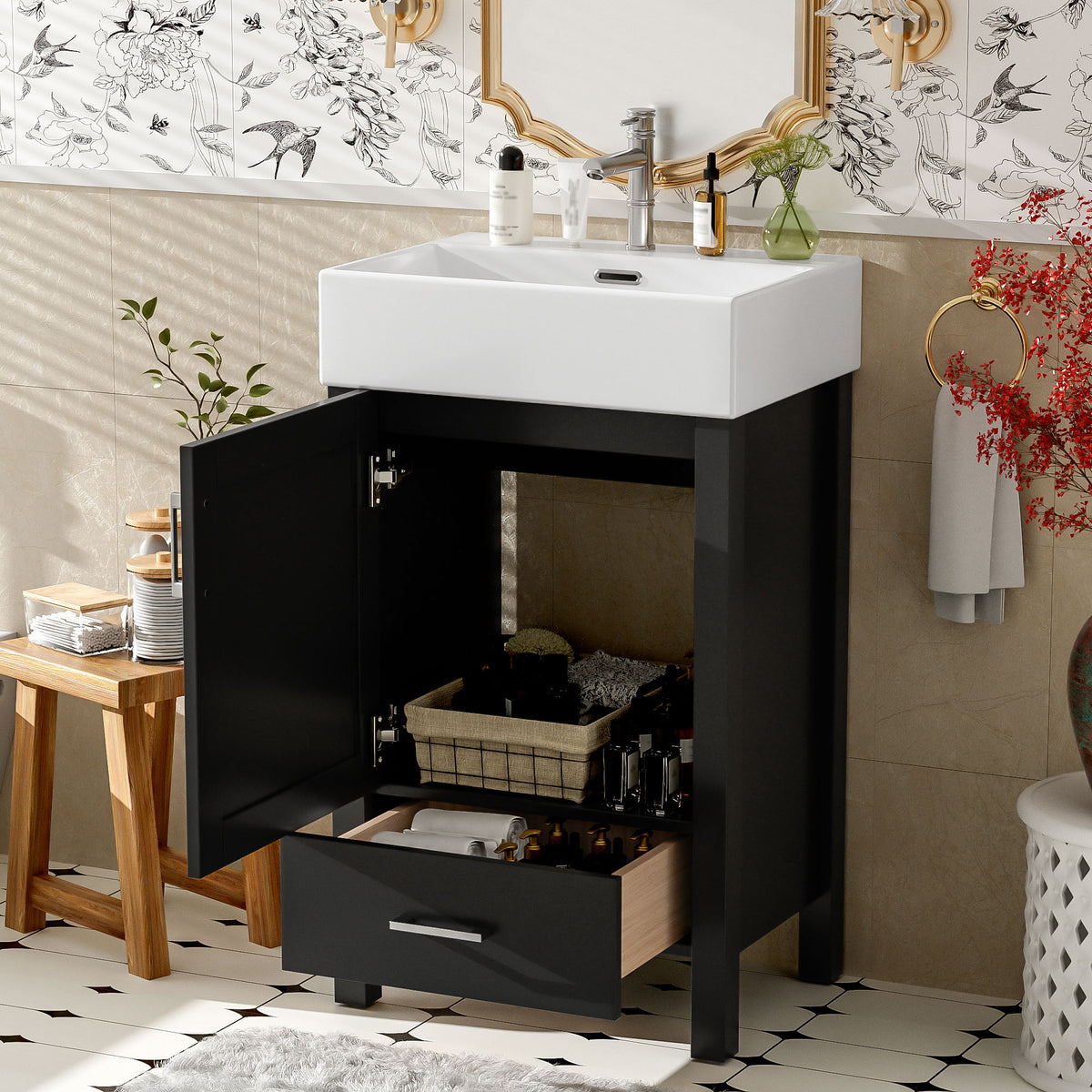 Bathroom Vanity With Sink, Frame And Drawer