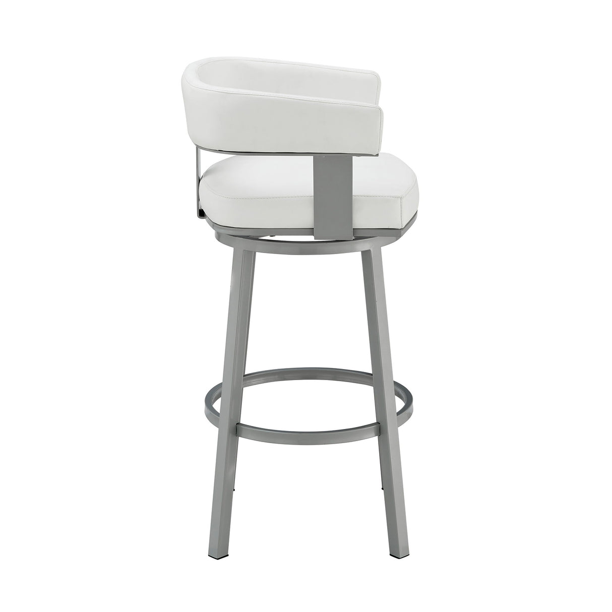 Lorin - 30" Bar Height Swivel Bar Stool - Silver / White