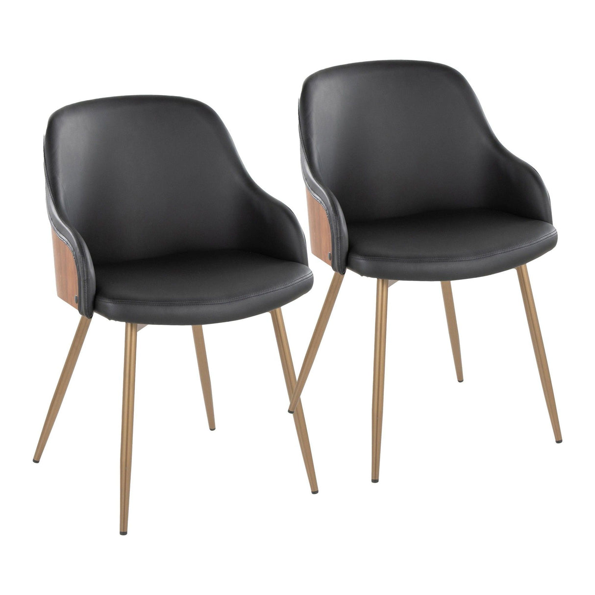 Bacci - Chair (Set of 2) - Antique Copper Metal, Walnut Wood