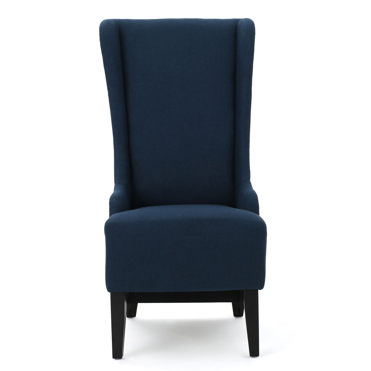 Contemporary Dining Chair With High Back And Birch Wood Legs - Navy Blue