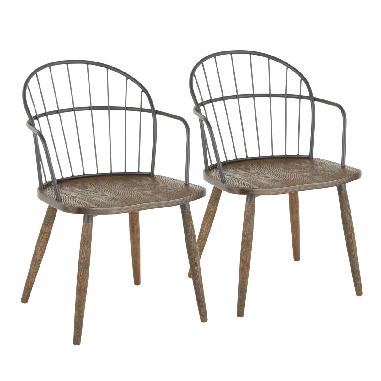 Riley - Arm Chair (Set of 2) - Dark Brown And Bronze