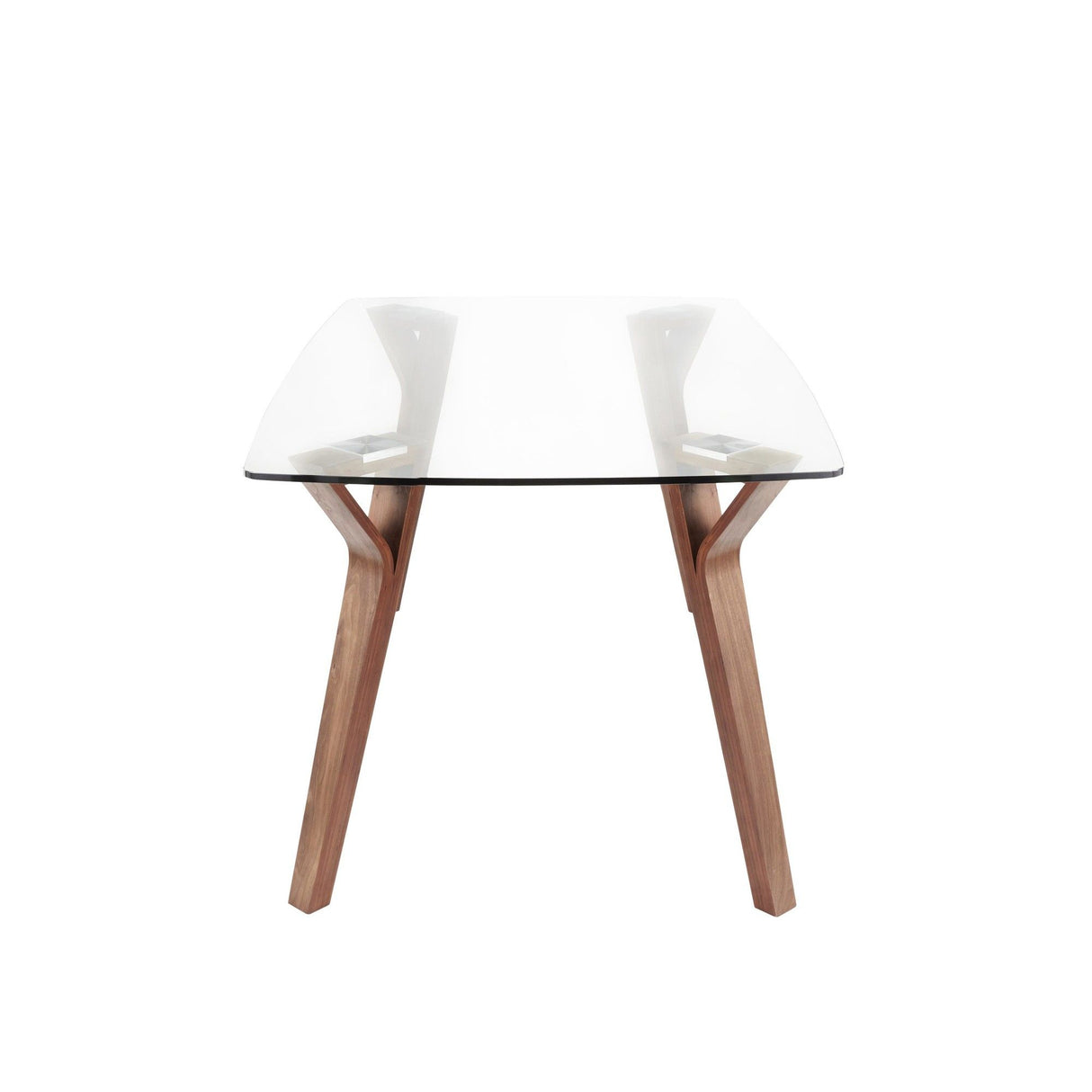 Folia - Mid-Century Modern Dining Table - Walnut Wood With Clear Tempered Glass