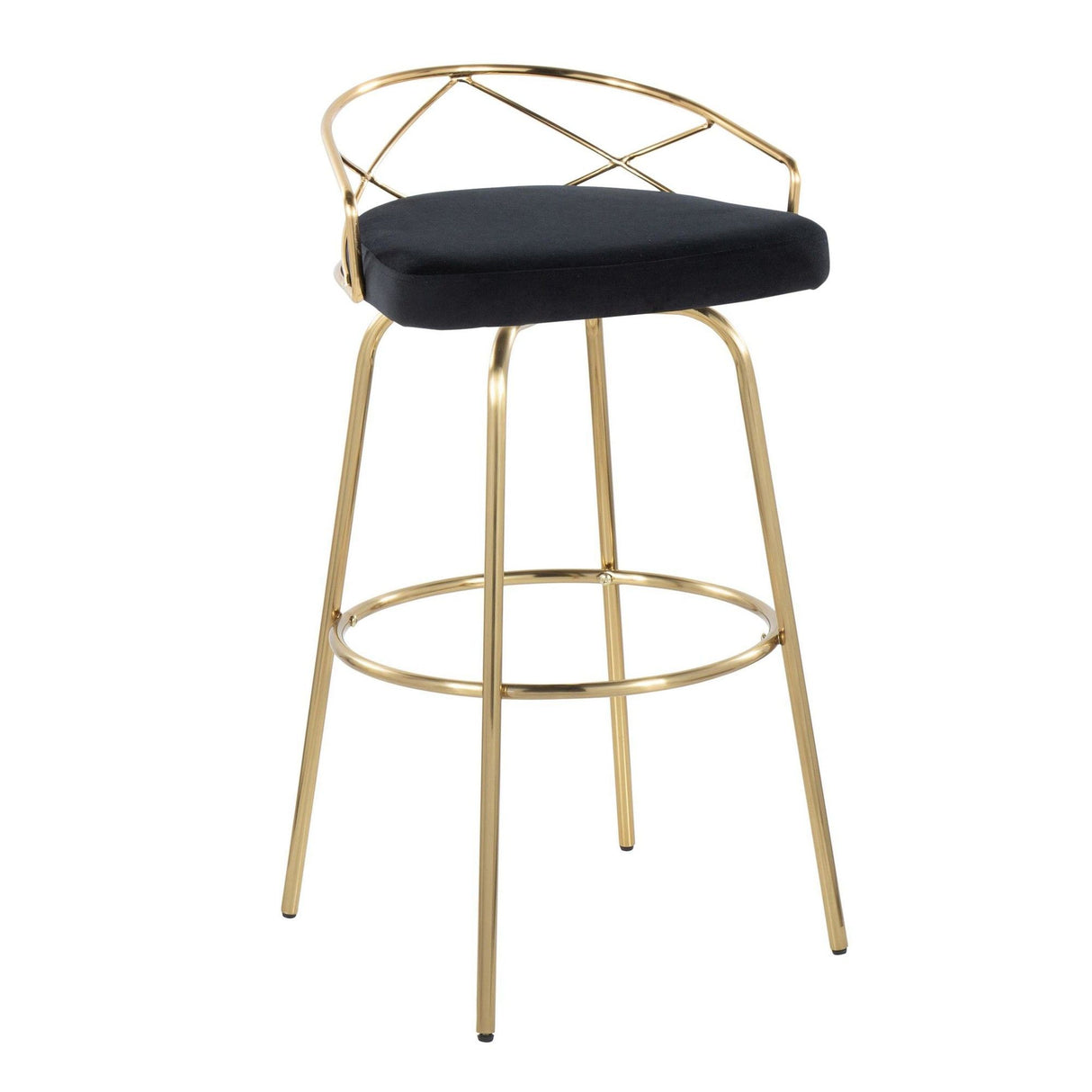 Charlotte - Glam 30" Fixed-Height Barstool (Set of 2) - Black