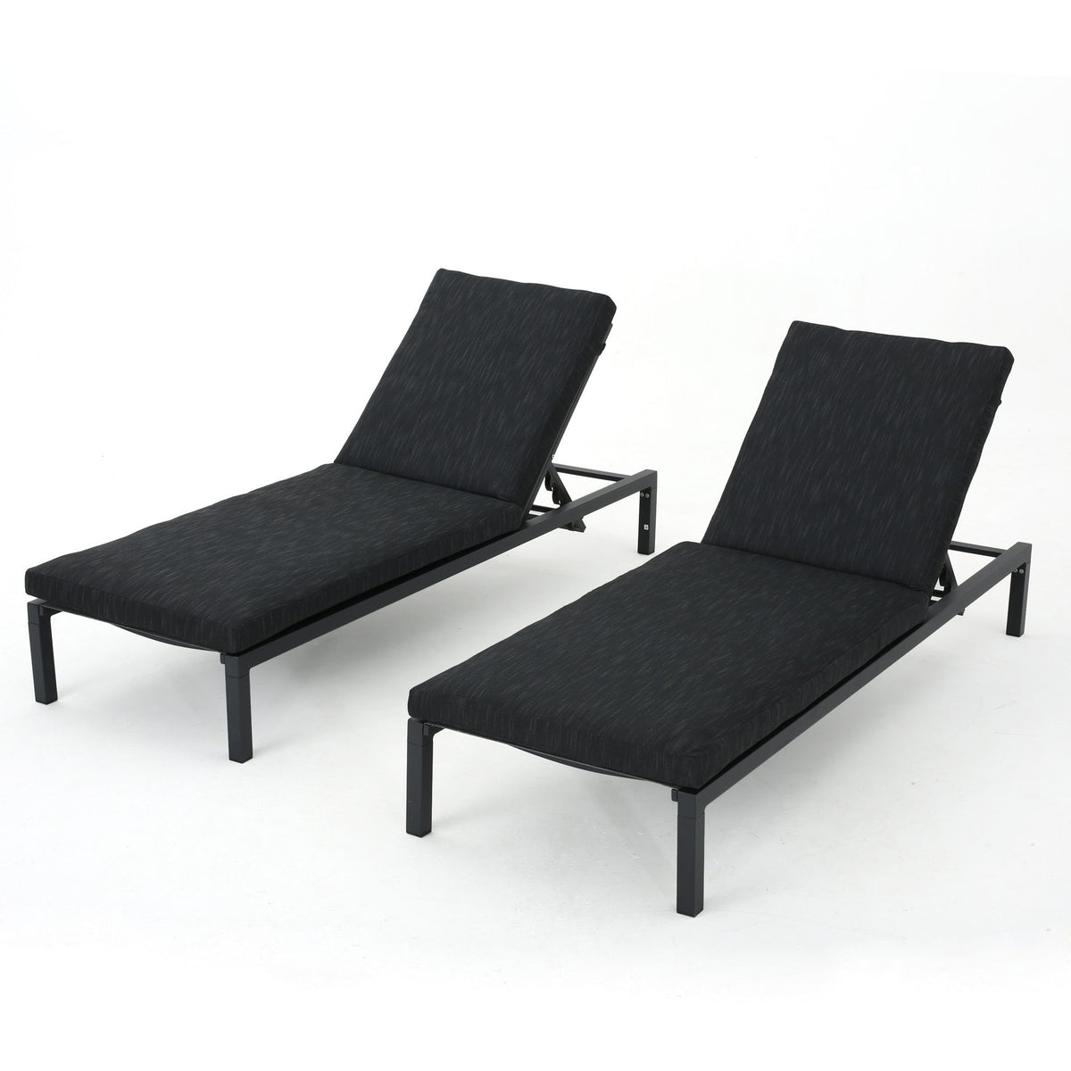 Navan - Modern Chaise Lounge Set With Water Resistant Cushions - Dark Gray
