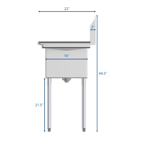52 in. Two Compartment Stainless Steel Commercial Sink with 2 Drainboards, Bowl Size 14"x 16"x 11" SB141611-12B3.