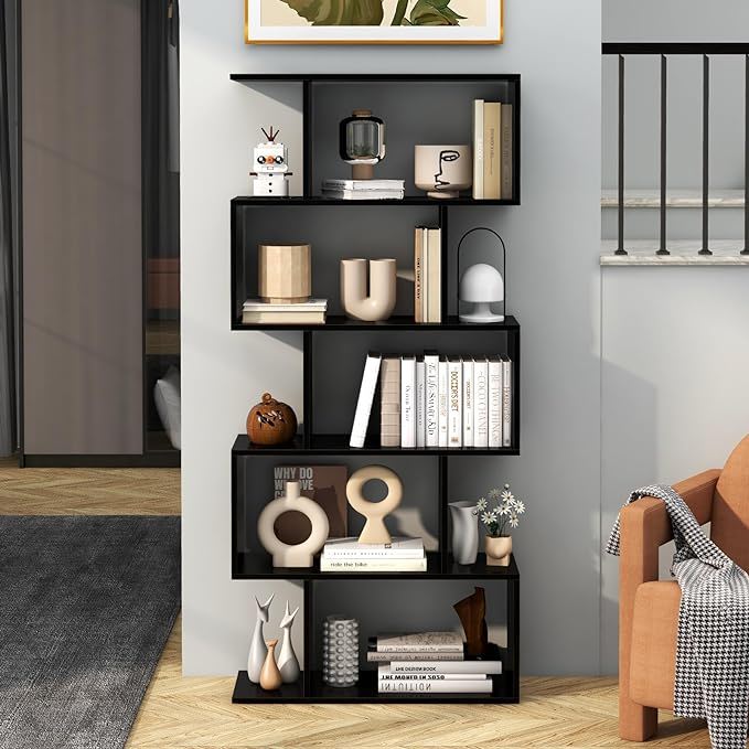 5 Layer Simple Household Black Bookshelf - Black