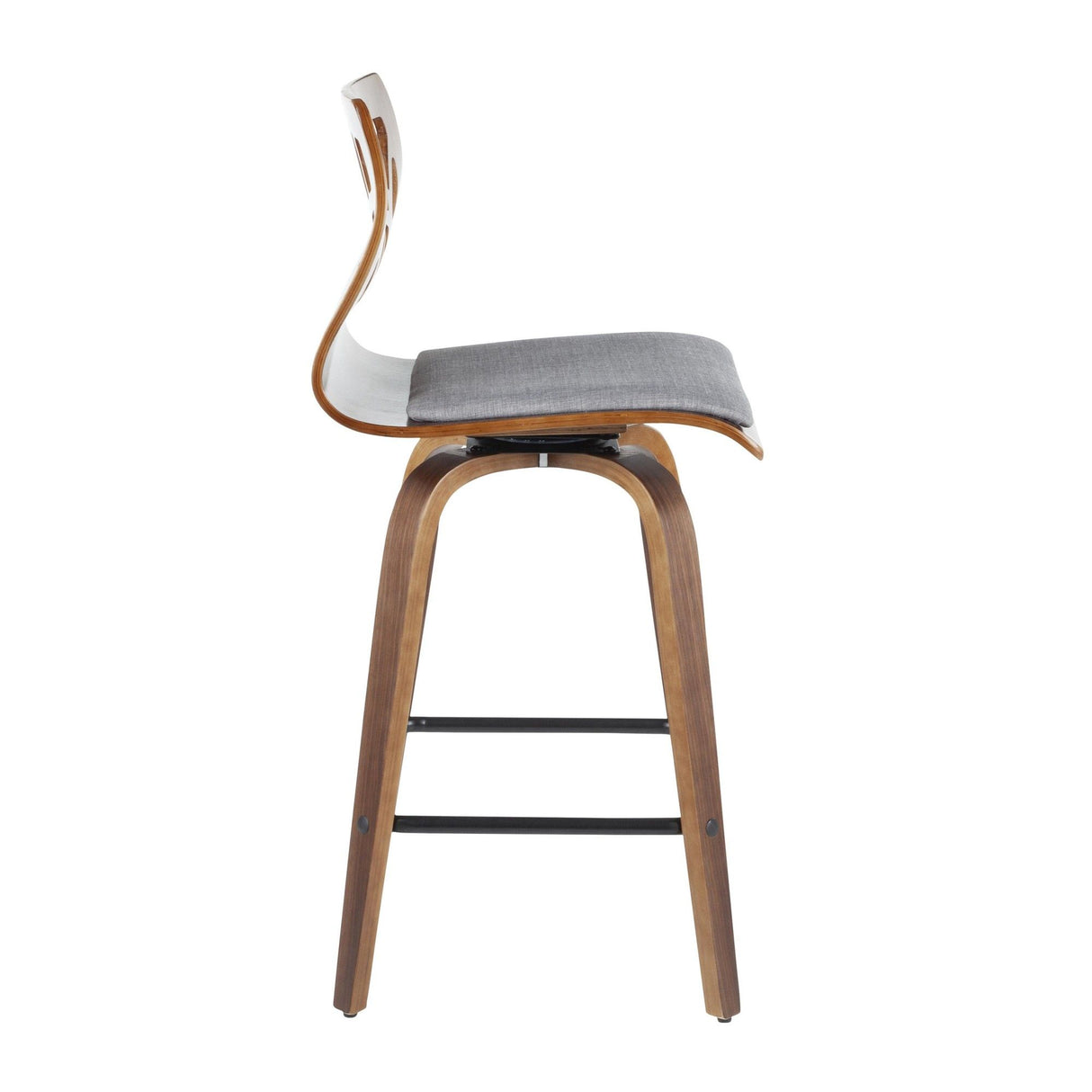 Folia - Fixed Height Swivel Counter Stool (Set of 2) - Walnut Wood