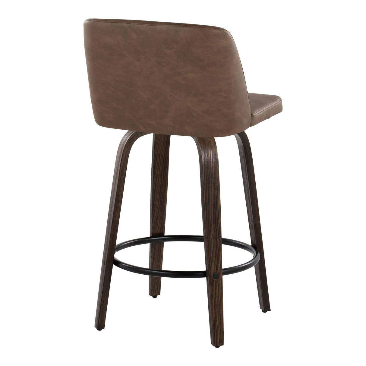 Toriano - 26" Fixed-Height Counter Stool (Set of 2) - Walnut & Black Base