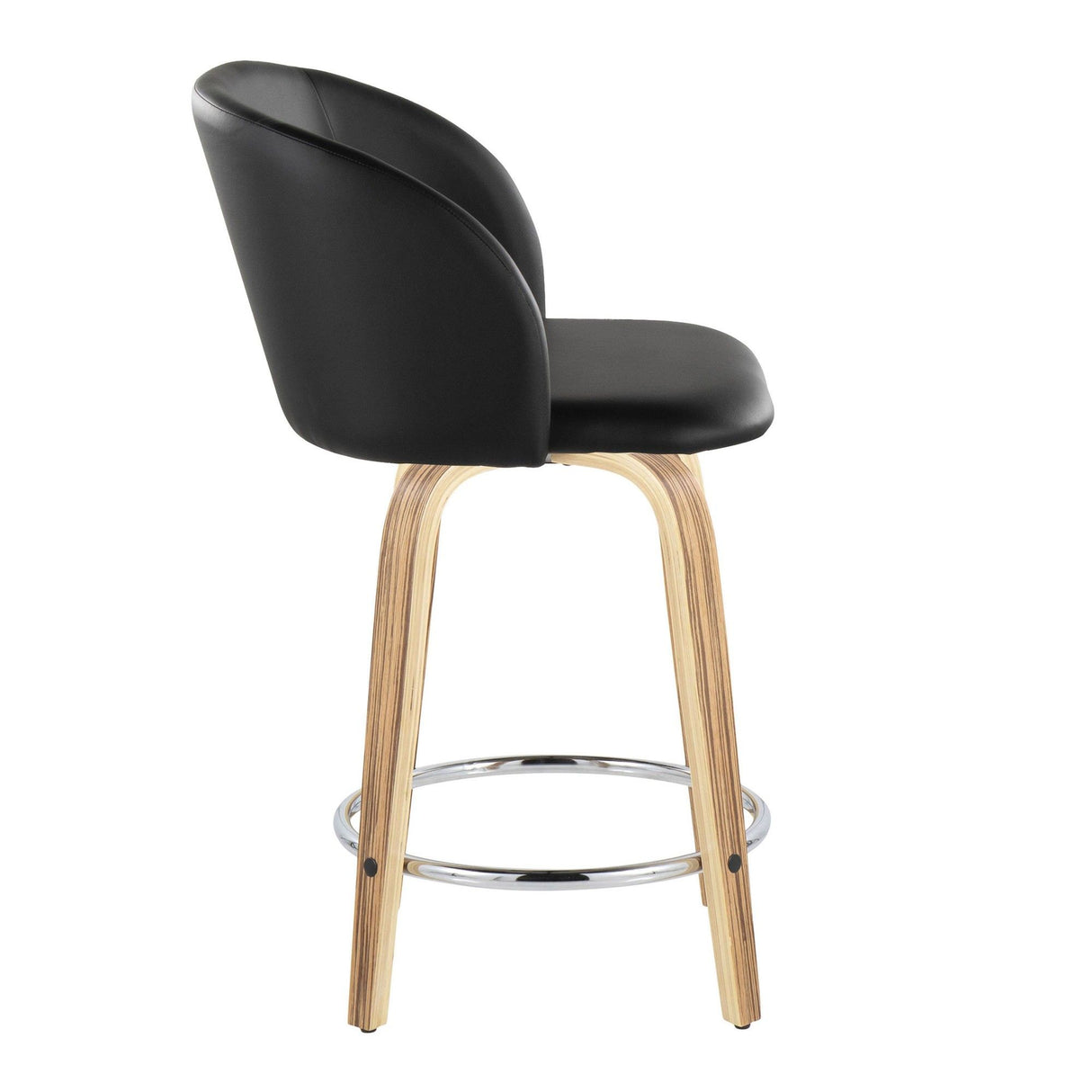 Fran - Fixed-Height Counter Stool With Black Faux Leather (Set of 2)