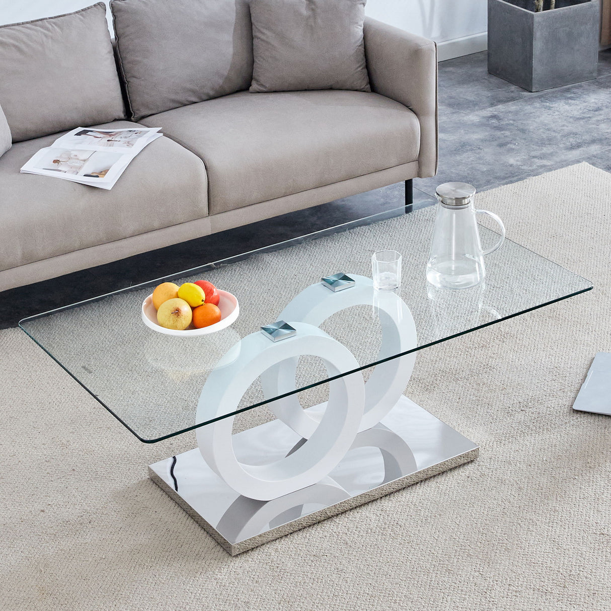 Contemporary Style Glass Top Coffee Table