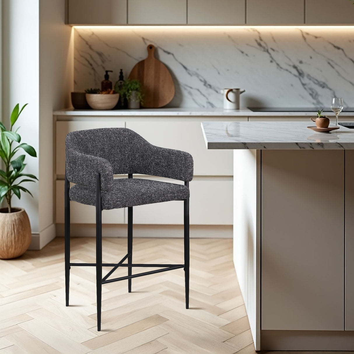Dame - Fabric Upholstered Counter Stool (Set of 2)