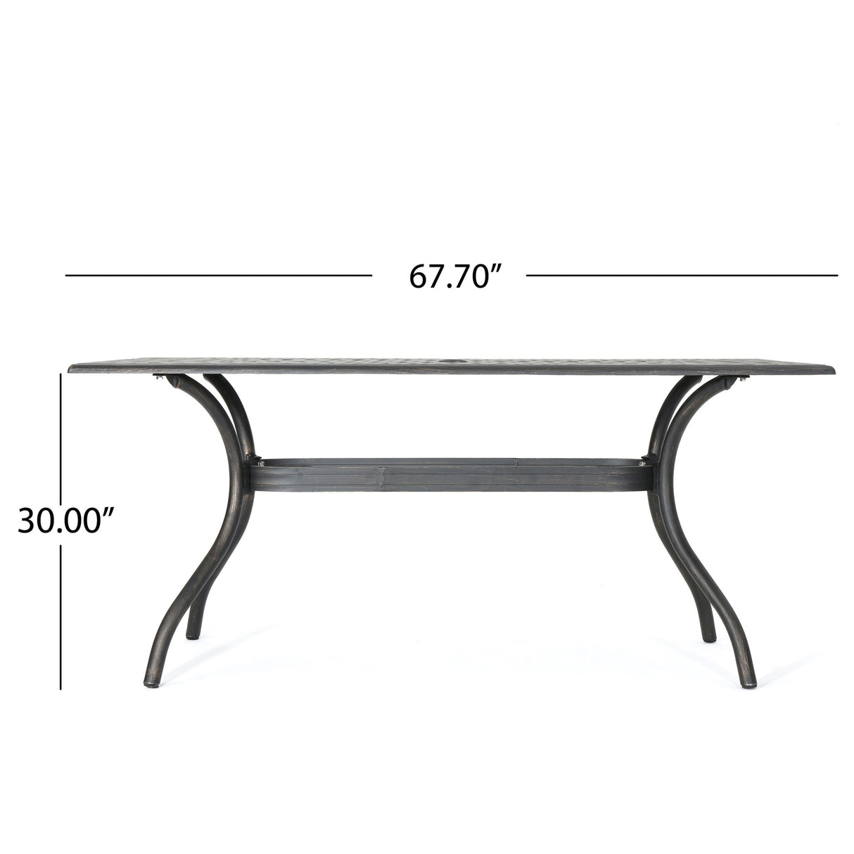 Enchantia - Outdoor Rectangular Dining Table With Weave Tabletop And Flared Legs - Copper