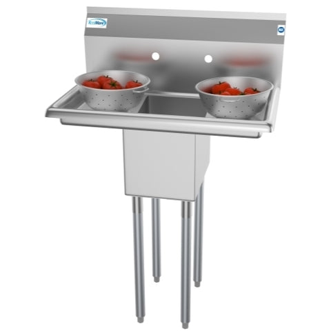 30 in. One Compartment Stainless Steel Commercial Sink with 2 Drainboards, Bowl Size 10" x 14" x 10" SA101410-10B3.