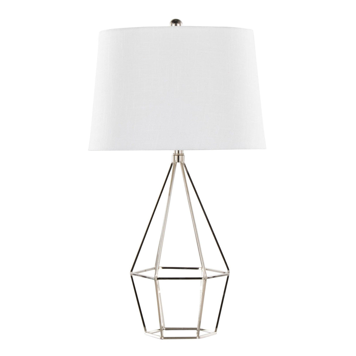 Geome - 27" Metal Table Lamp (Set of 2) - Polished Nickel With White Linen Shade From Grandview Gallery