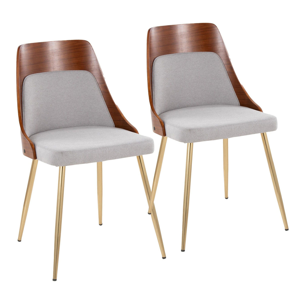 Anabelle - Dining / Accent Chair (Set of 2) - Gold Metal, Walnut Wood