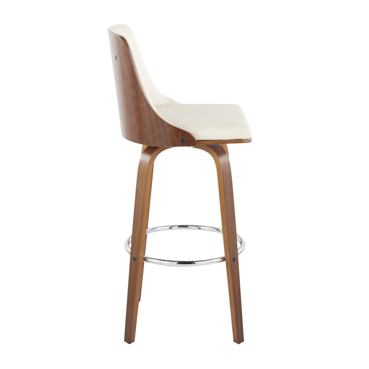 Gianna - 30" Fixed-Height Barstool (Set of 2) - Walnut Wood With Round Footrest