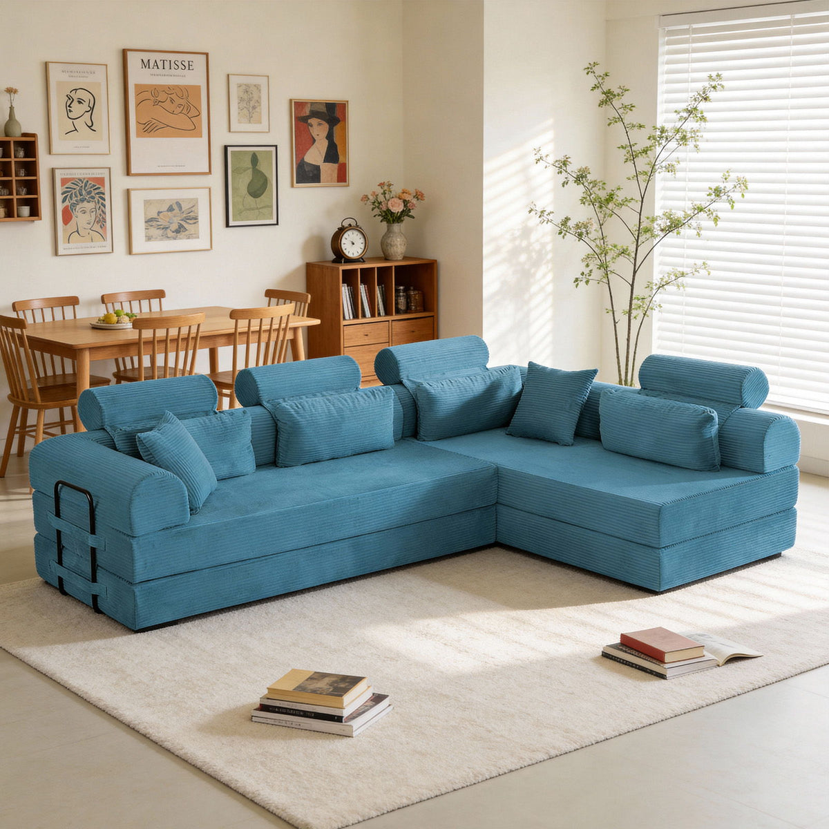 Modern L-Shape Modular Sectional Sofa, Compressed Design