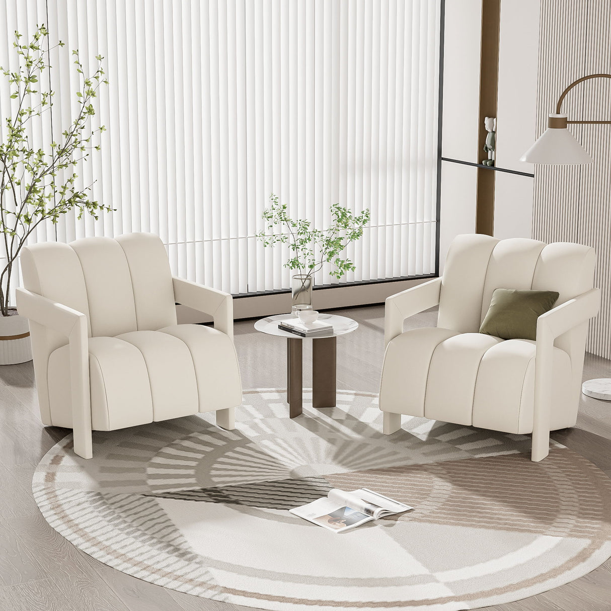 Modern Minimalist Leisure Armchair With L Shaped Armrests