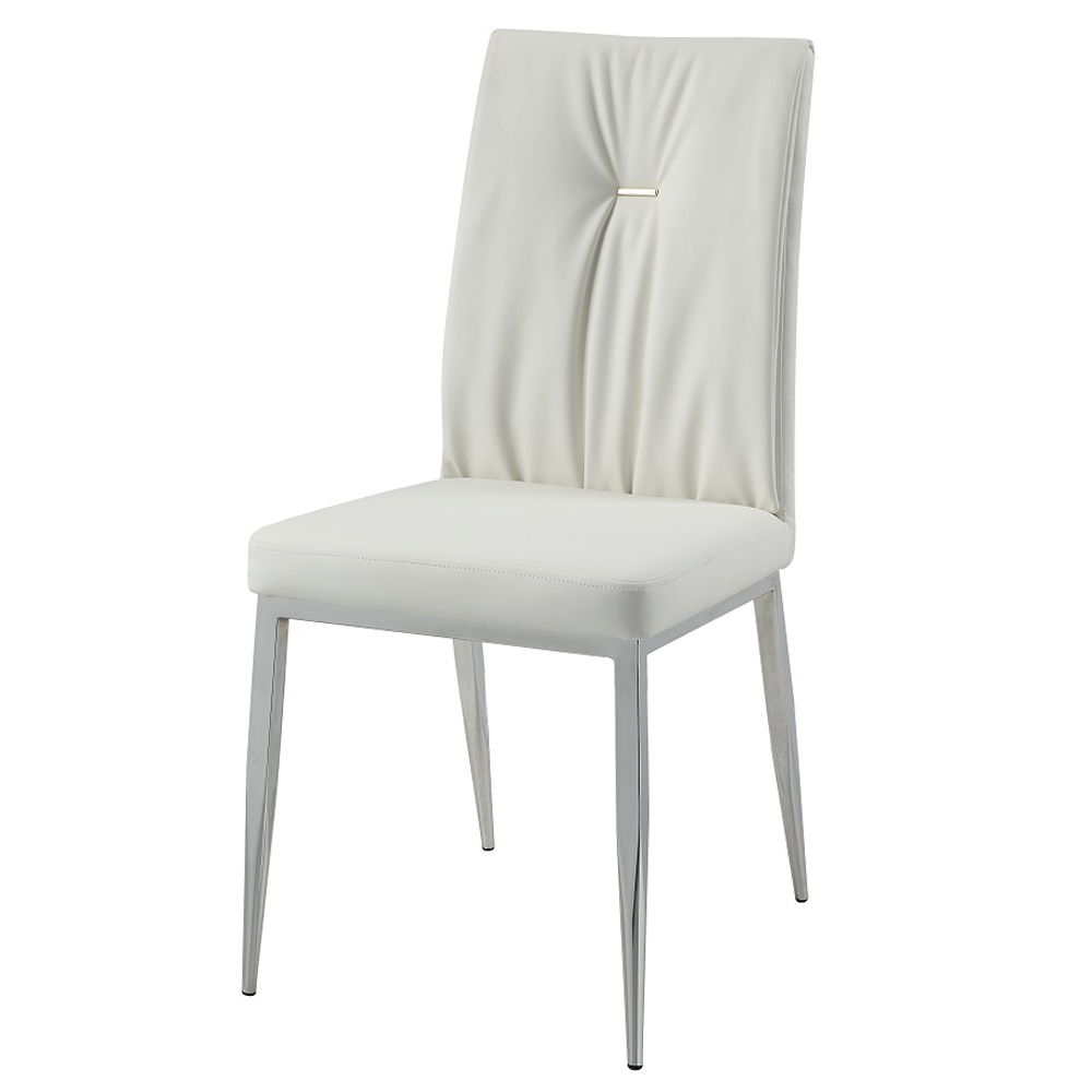 Kamaile - Side Chair Set of 2) - Beige Synthetic Leather & Chrome
