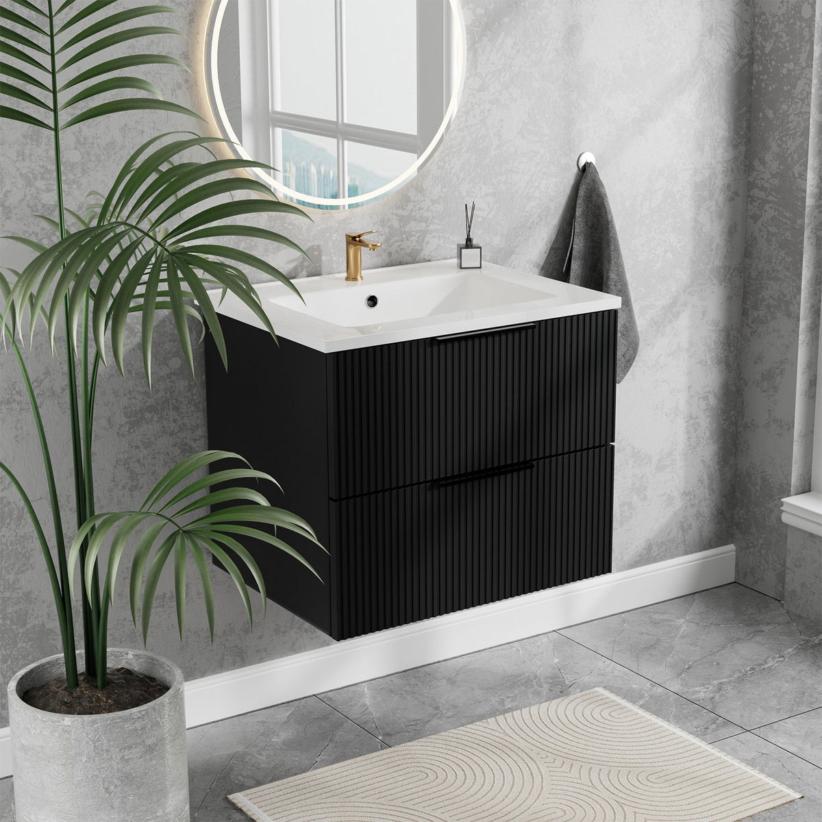Modern Wall Mounted Floating Bathroom Vanity With Sink And Drawers