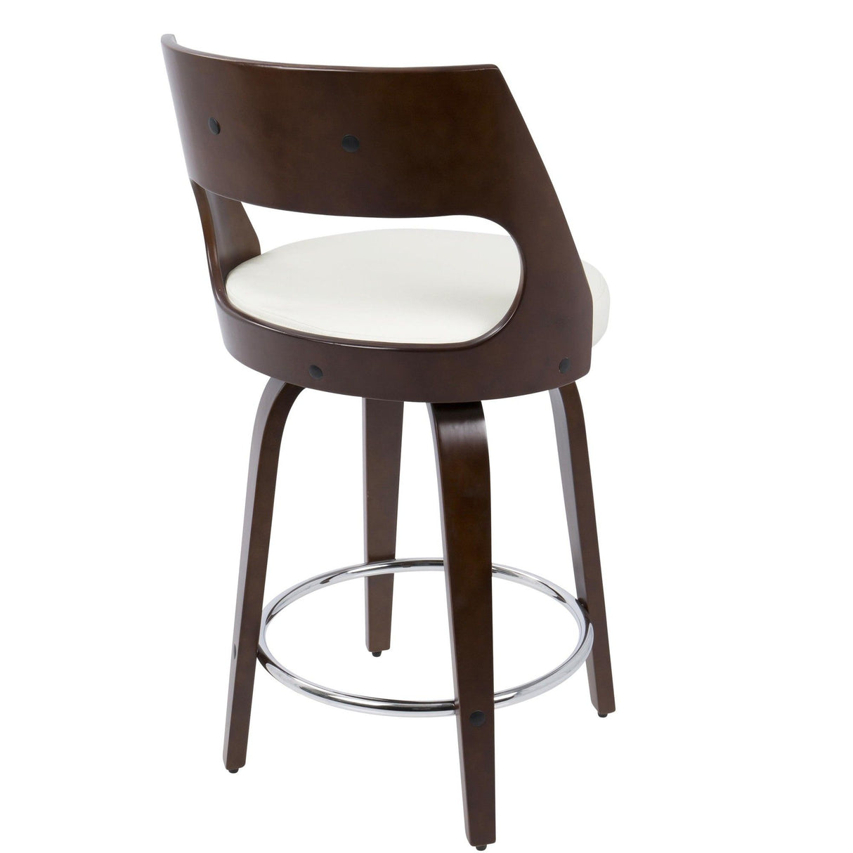 Cecina - Mid-Century Modern Swivel Counter Stool (Set of 2) - Cherry And White Faux Leather