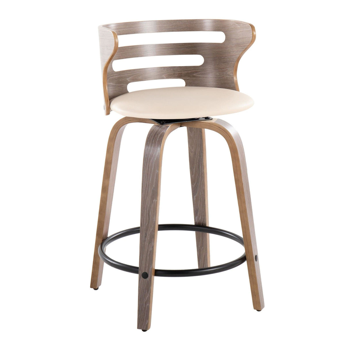 Cosi - Fixed-Height Swivel Counter Stool With Light Gray Wood Base (Set of 2)