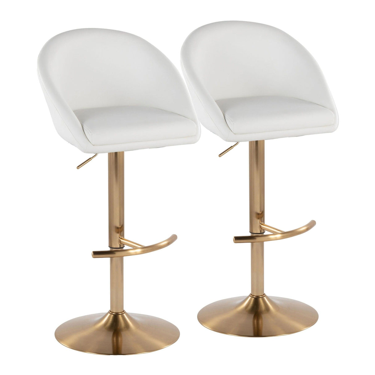 Matisse - Highback Adjustable Barstool With Rounded T Footrest (Set of 2) - Gold Metal